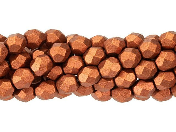 Fire-Polish 6mm : Matte - Metallic Antique Copper (25pcs)