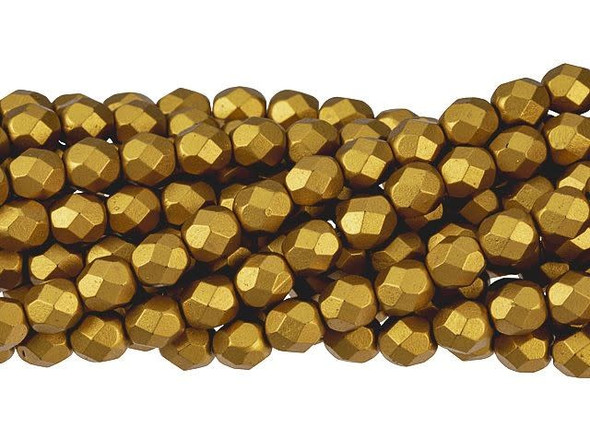 Fire-Polish 6mm : Matte - Metallic Antique Gold (25pcs)