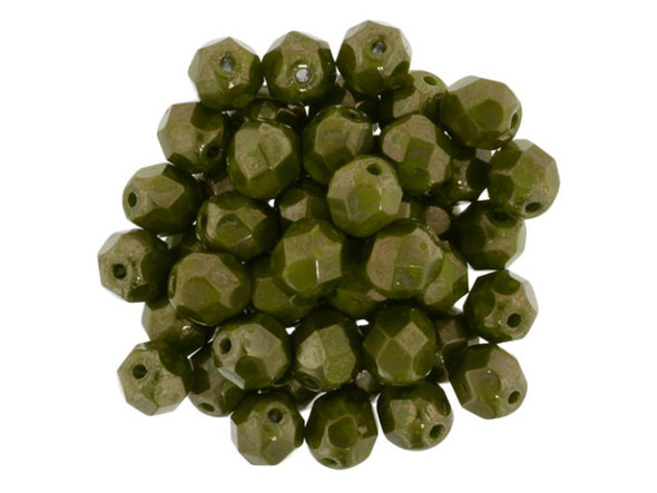 Fire-Polish 6mm : Opaque Olive - Moon Dust (25pcs)