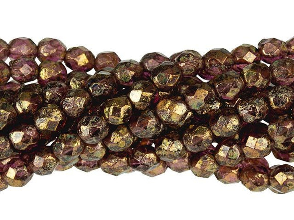 Fire-Polish 6mm : Crystal - Stone Copper Picasso (25pcs)