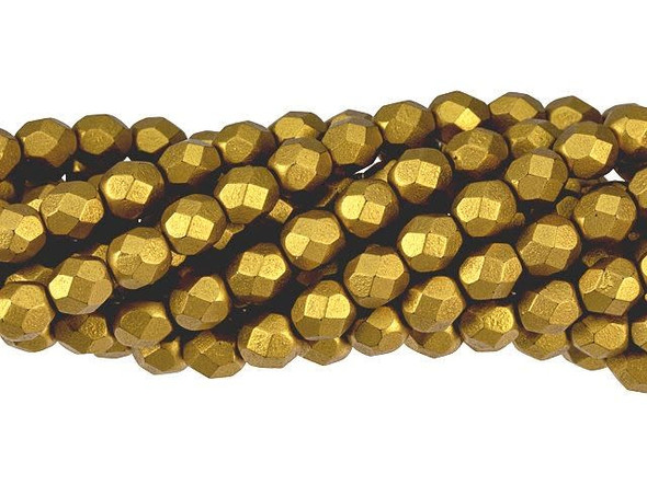 Fire-Polish 6mm : Matte - Metallic Goldenrod (25pcs)