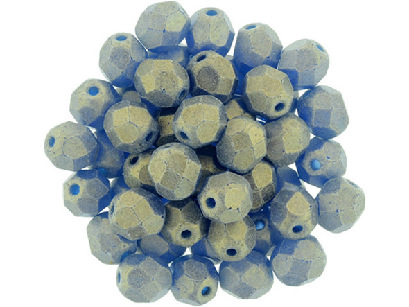 Fire-Polish 6mm : Sueded Gold Capri Blue (25pcs)