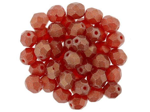 Fire-Polish 6mm : Sueded Gold Ruby (25pcs)