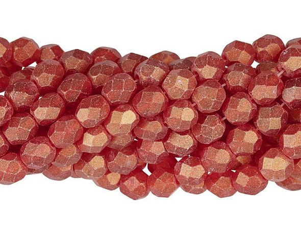 Fire-Polish 6mm : Sueded Gold Ruby (25pcs)