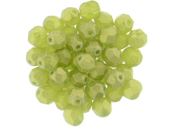 Fire-Polish 6mm : Sueded Gold Olivine (25pcs)