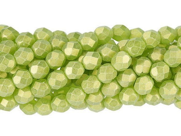 Fire-Polish 6mm : Sueded Gold Olivine (25pcs)