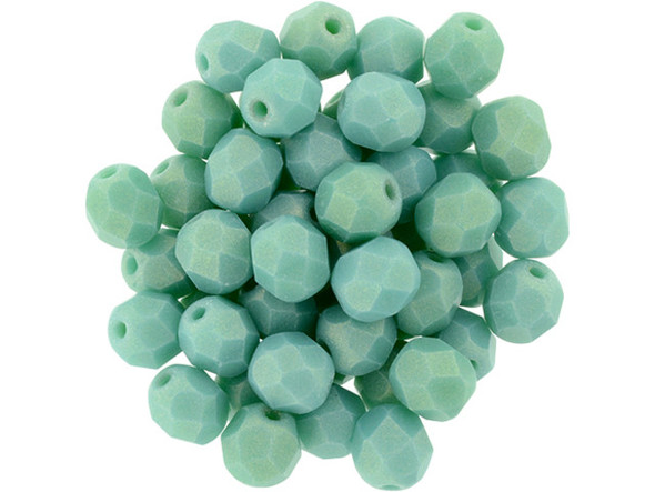 Fire-Polish 6mm : Sueded Gold Turquoise (25pcs)