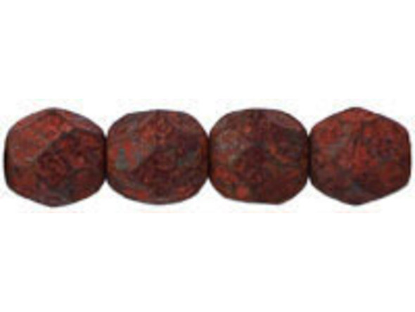 Fire-Polish 6mm : Opaque Red - Stone Picasso (25pcs)