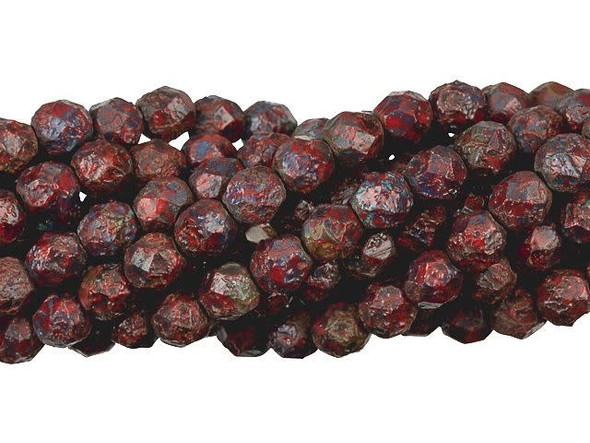 Fire-Polish 6mm : Opaque Red - Stone Picasso (25pcs)