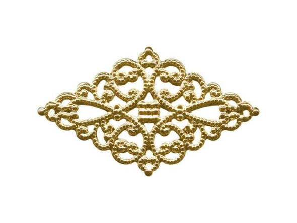 45x26mm Brass Filigree, Diamond (12 Pieces)