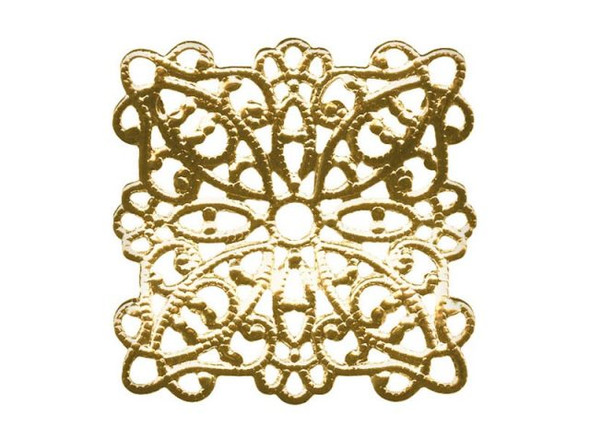 22mm Brass Filigree, Wavy Square (12 Pieces)