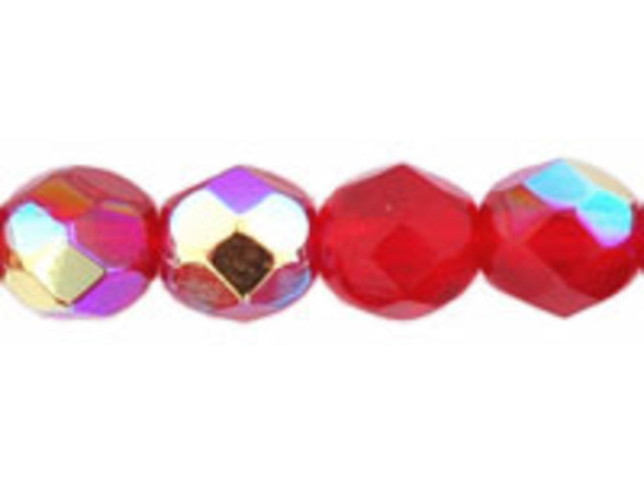 Fire-Polish 6mm : Siam Ruby AB (25pcs)