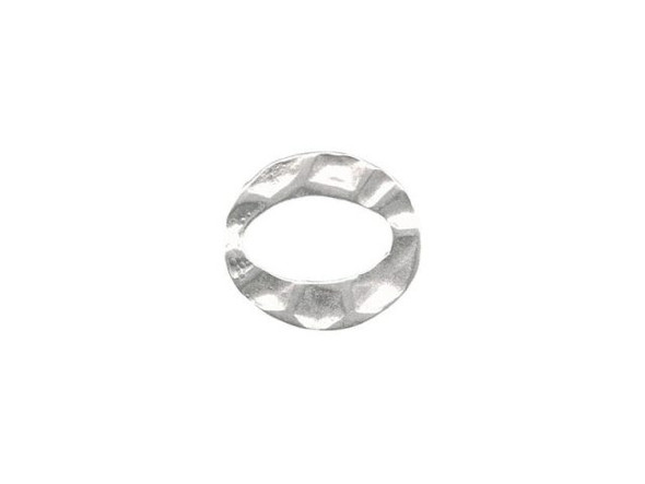 Sterling Silver Jewelry Link, Hammered Oval, 9mm (Each)