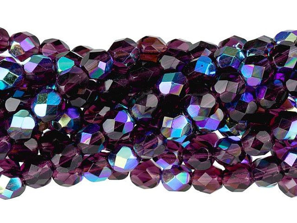 Fire-Polish 6mm : Dk Amethyst AB (25pcs)