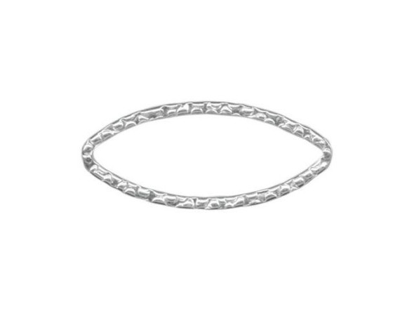 Sterling Silver Jewelry Link, Textured, Marquise, 20mm (Each)