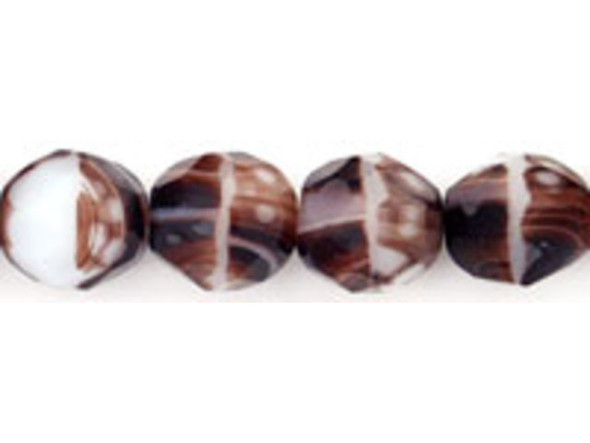 Fire-Polish 8mm : Opaque Brown/White (25pcs)