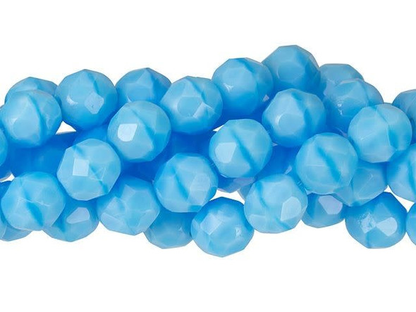 Fire-Polish 8mm : Lt Sky Blue Coral (25pcs)