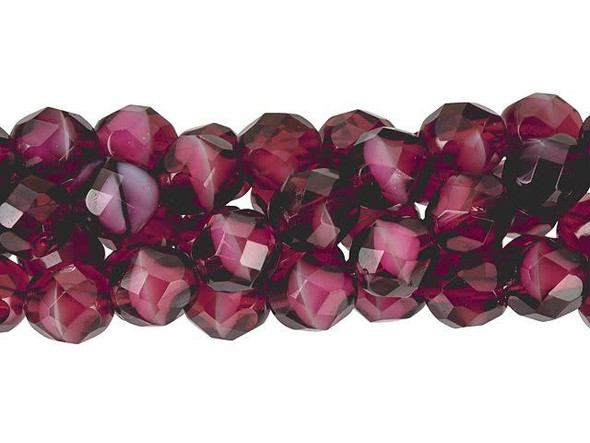 Fire-Polish 8mm : Pearl/Fuchsia (25pcs)