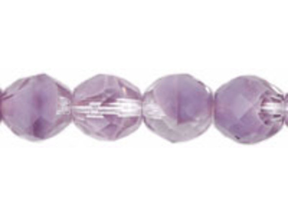 Fire-Polish 8mm : Amethyst/Crystal (25pcs)