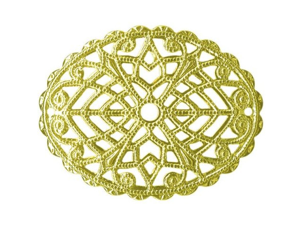 23x29mm Raw Brass Filigree, Domed Oval (12 Pieces)