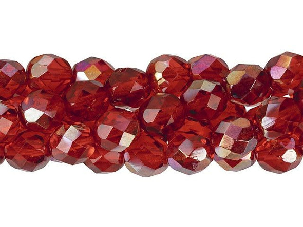 Fire-Polish 8mm : Siam Ruby - Celsian (25pcs)