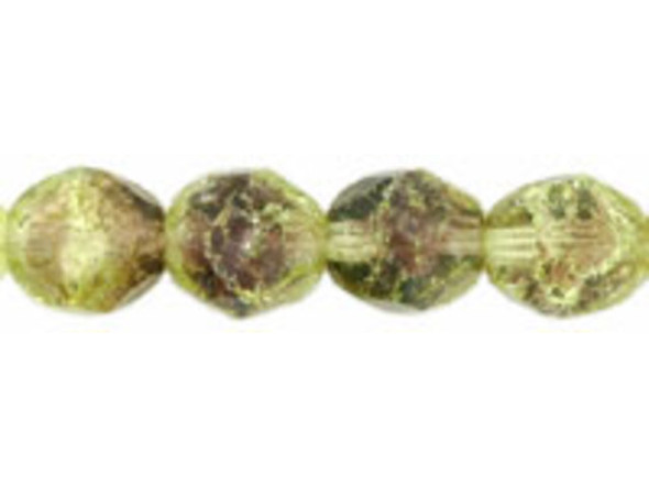 Crackle Fire-Polish 8mm : Olivine/Amethyst (25pcs)