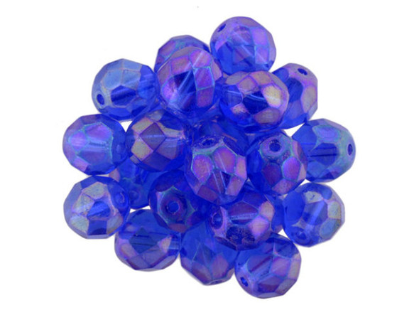 Fire-Polish 8mm : Luster Iris - Sapphire (25pcs)