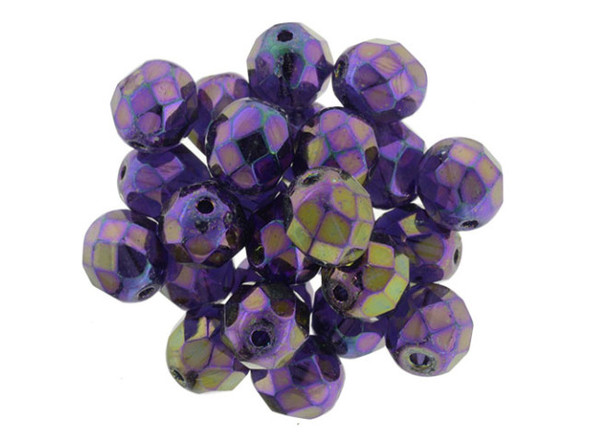 Fire-Polish 8mm : Luster Iris - Tanzanite (25pcs)