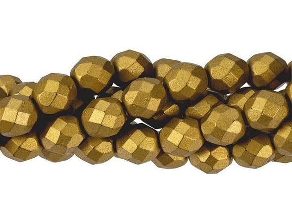 Add a touch of enchantment to your handmade jewelry creations with these Czech glass fire-polished beads by Starman. The Matte Metallic Goldenrod color radiates warmth and elegance. Imagine the mesmerizing sparkle and shine these eye-catching beads will bring to your designs. With their round shape and diamond-shaped facets, they create a breathtaking texture that complements any style. From necklaces to bracelets and even earrings, these beads are the perfect size for creating matching jewelry sets. Let your creativity shine and infuse your designs with the timeless beauty of these classic fire-polished beads.