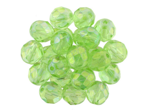 Fire-Polish 8mm : Luster Iris - Chrysolite (25pcs)