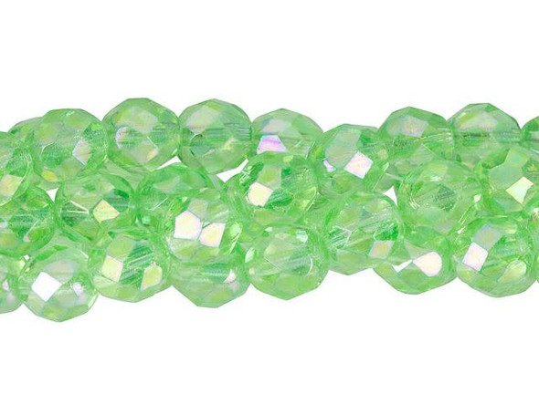 Fire-Polish 8mm : Luster Iris - Chrysolite (25pcs)