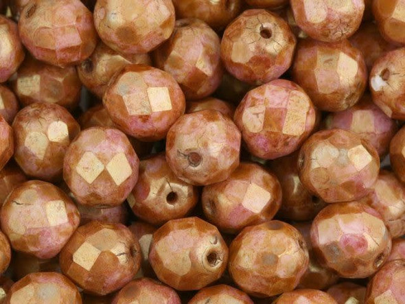 Fire-Polish 8mm : Luster - Opaque Rose/Gold Topaz (25pcs)