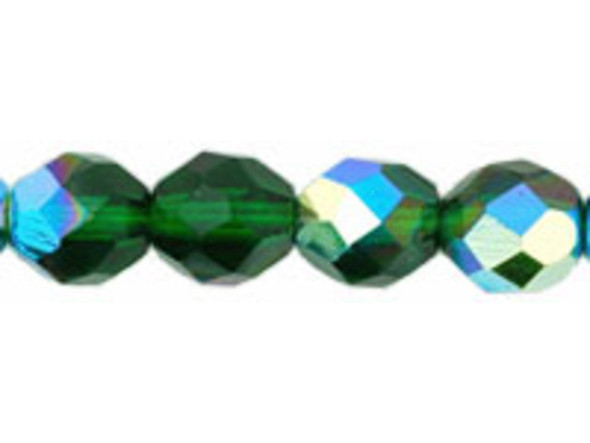 Fire-Polish 8mm : Green Emerald AB (25pcs)