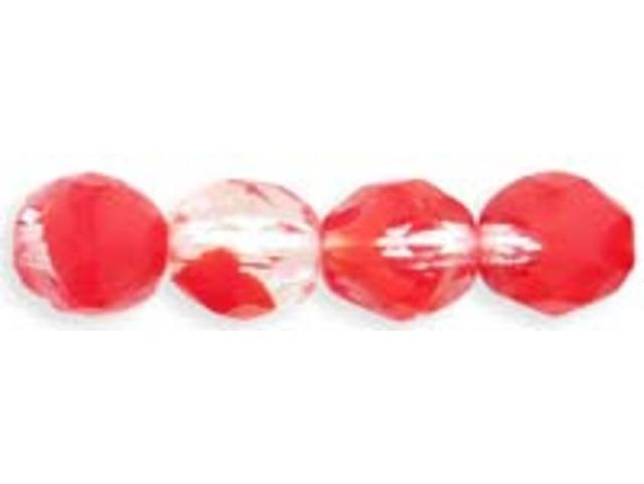 Fire-Polish 8mm : Crystal/Red (25pcs)