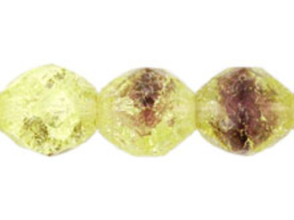 Crackle Fire-Polish 10mm : Olivine/Amethyst (25pcs)