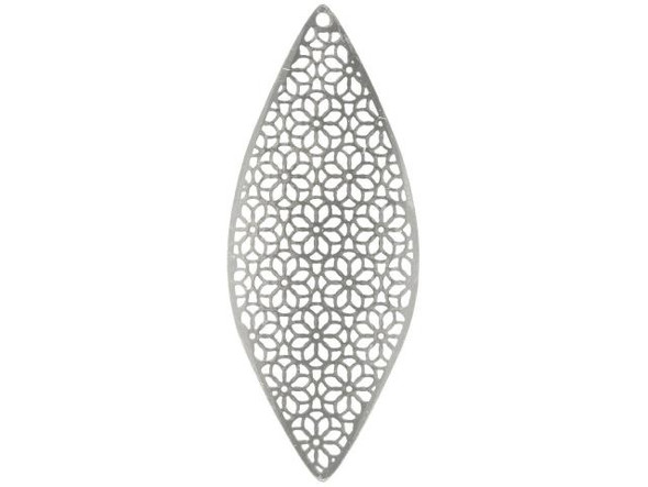 Silver Plated Filigree, Marquise, 64x27mm (6 Pieces)
