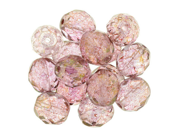 Fire-Polish 10mm : Luster - Transparent Topaz/Pink (25pcs)