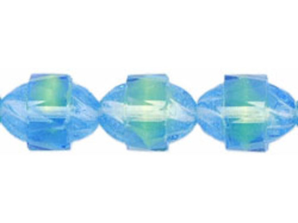Antique Style Faceted 10 x 8mm - Oval : Blue/Lt Green (25pcs)