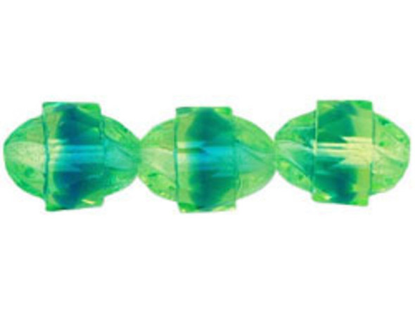 Antique Style Faceted 10 x 8mm - Oval : Green/Blue (25pcs)