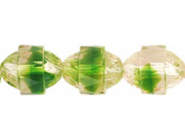 Antique Style Faceted 10 x 8mm - Oval : Crystal/Green (25pcs)