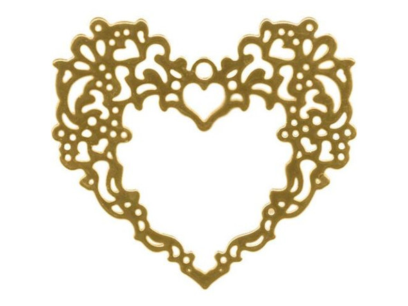 Gold Plated Filigree, Heart, 24x20mm (6 Pieces)