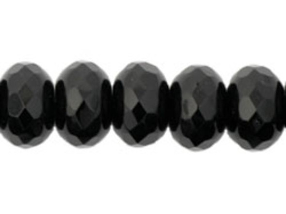 Gem-Cut Fire-Polish Rondelle 11 x 7mmmm : Jet (25pcs)