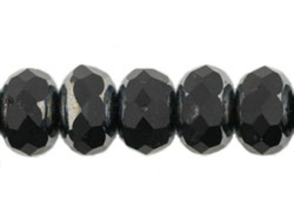 Gem-Cut Fire-Polish Rondelle 11 x 7mmmm : Matte - Hematite (25pcs)