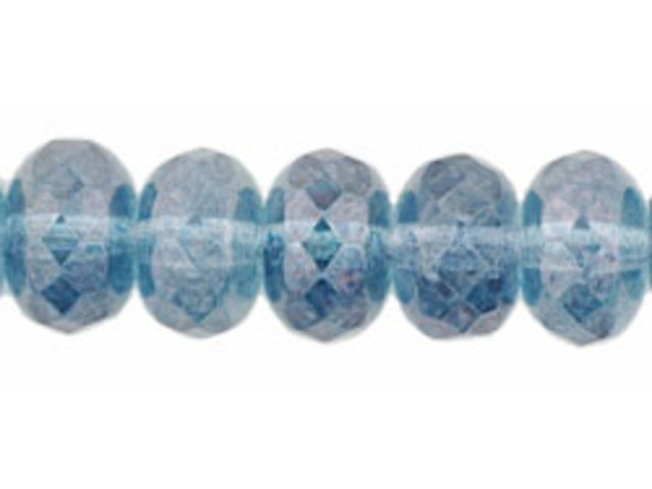 Gem-Cut Fire-Polish Rondelle 11 x 7mmmm : Luster - Transparent Blue (25pcs)