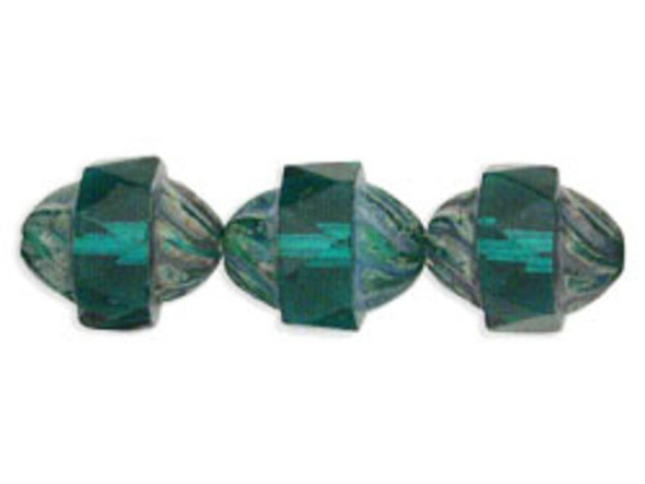Antique Style Faceted 12 x 9mm - Oval : Emerald - Picasso (25pcs)