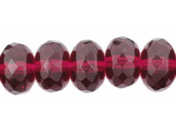 Gem-Cut Fire-Polish Rondelle 11 x 7mmmm : Fuchsia (25pcs)