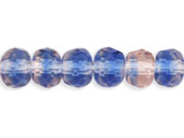 Gem-Cut Fire-Polish Rondelle 5 x 3mm : Lt Pink/Blue (50pcs)