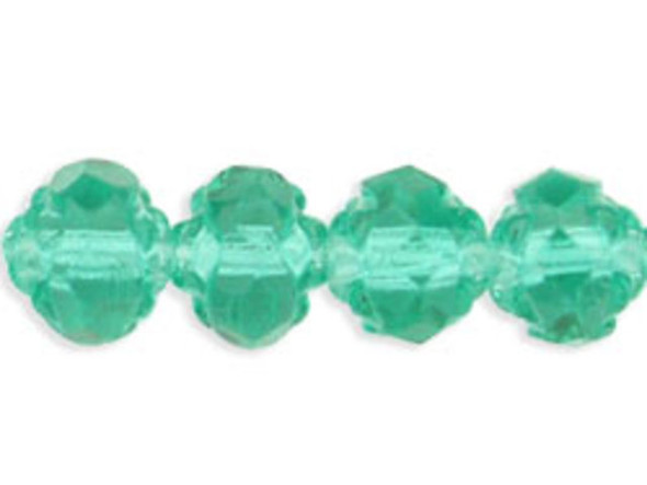 Small Rosebud Fire-Polish 6 x 5mm : Emerald (25pcs)