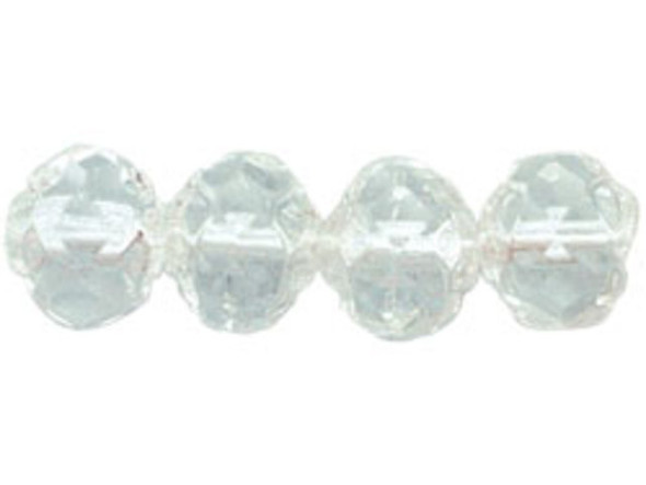 Small Rosebud Fire-Polish 6 x 5mm : Crystal (25pcs)