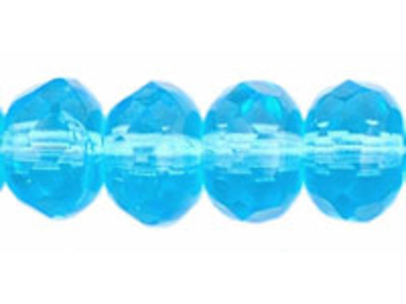 Gem-Cut Fire-Polish Rondelle 7 x 5mm : Aquamarine (25pcs)